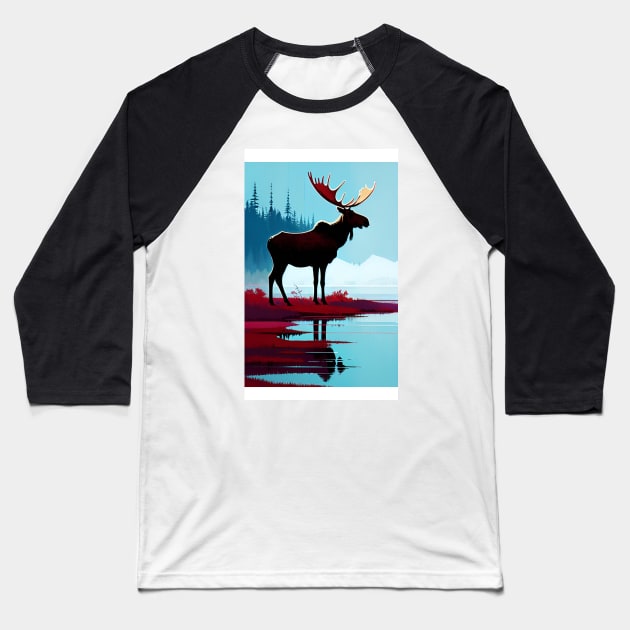 moose art Baseball T-Shirt by TheCartArt
